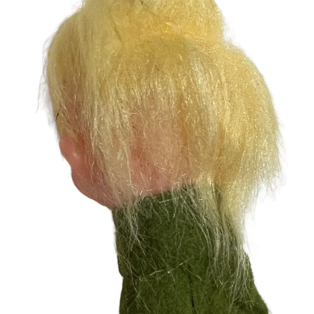 Pixie Elf Green Felt Plastic Face Christmas Ornament Made in JAPAN 6